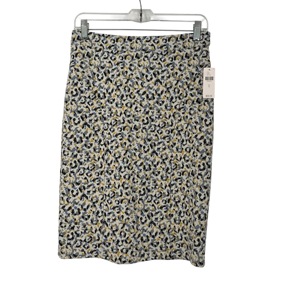 Maeve Anthropologie Blue Yellow Leopard Print Pencil Skirt Small New with Tags